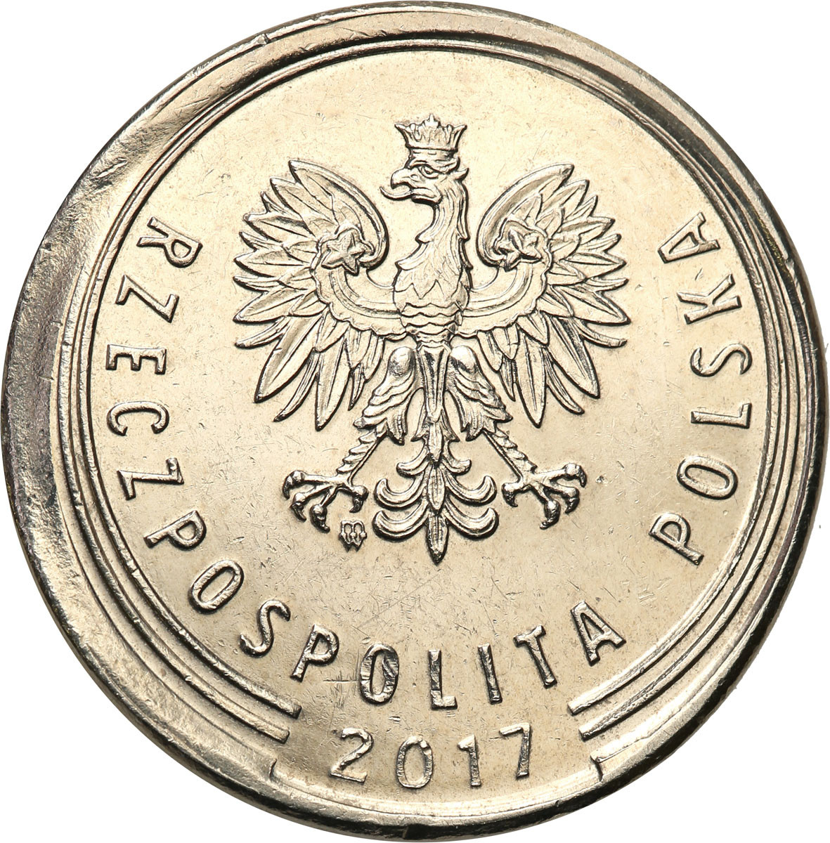 III RP. 1 złoty 2017 przesunięty stempel - DESTRUKT
